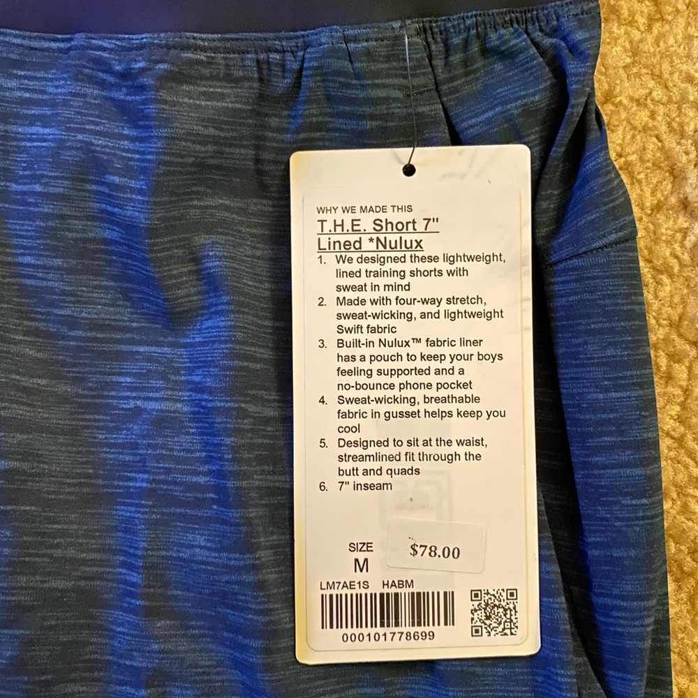 Lululemon Blue T.H.E. Shorts 7” Lined Nulux Sz M - Picture 8 of 8